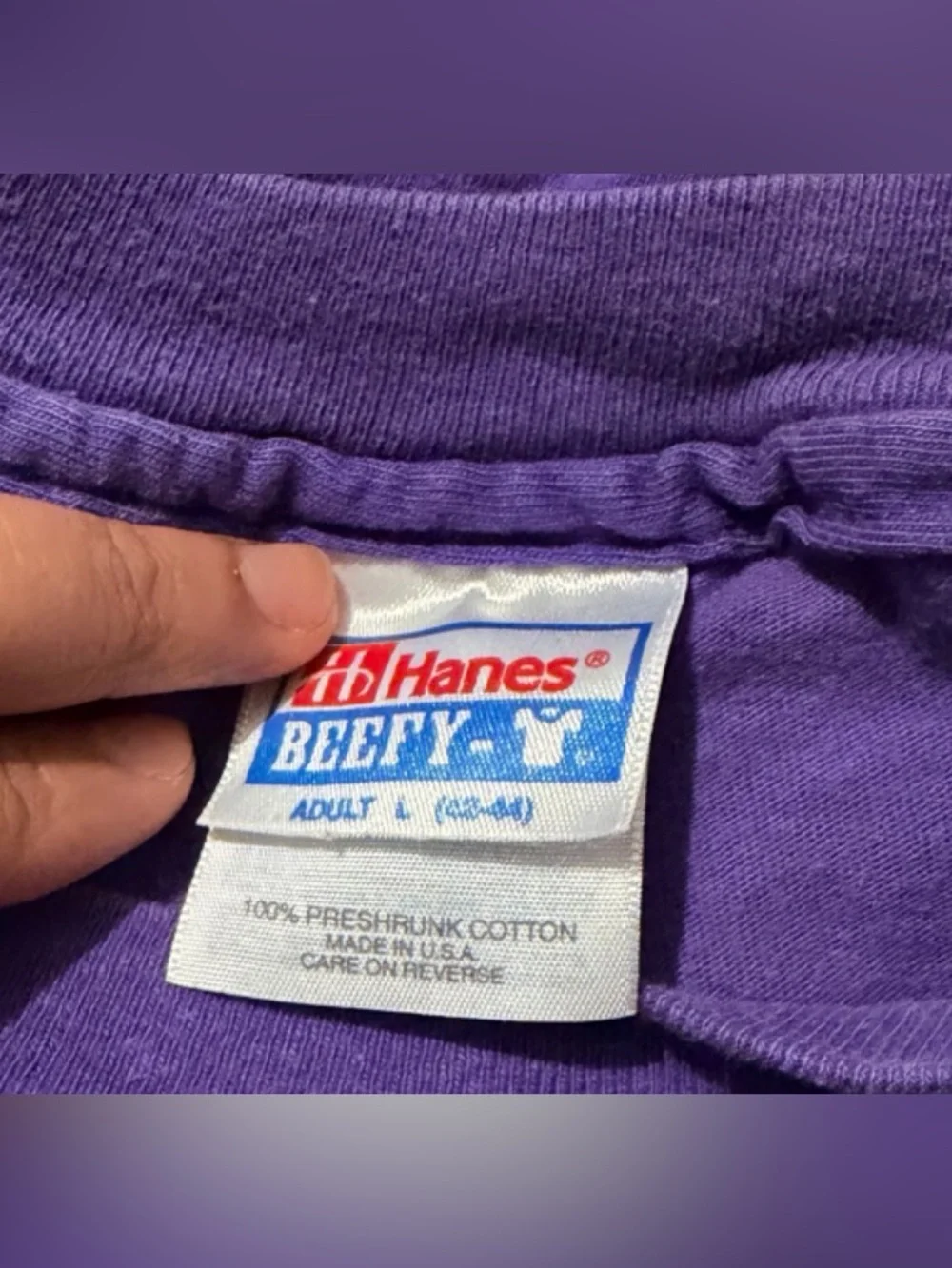 Hanes Purple Short Sleeve Tee with Small Chest Patch